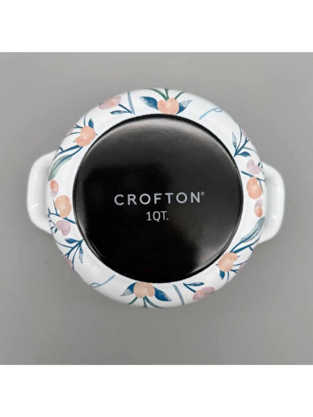 Crofton Casserole Pot Dutch Oven 1 Qt Floral Enamelware Double Handle & Lid - Picture 9 of 11